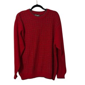 VTG Silvia Y Mario men’s red Cashmere Sweater with Gray Accents and trim Size LG